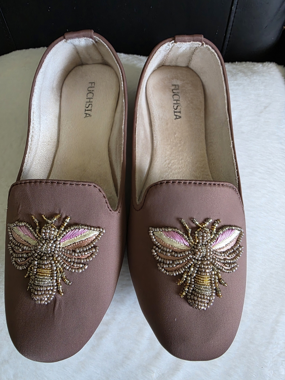 Women's Brown Embellished Bee Loafers